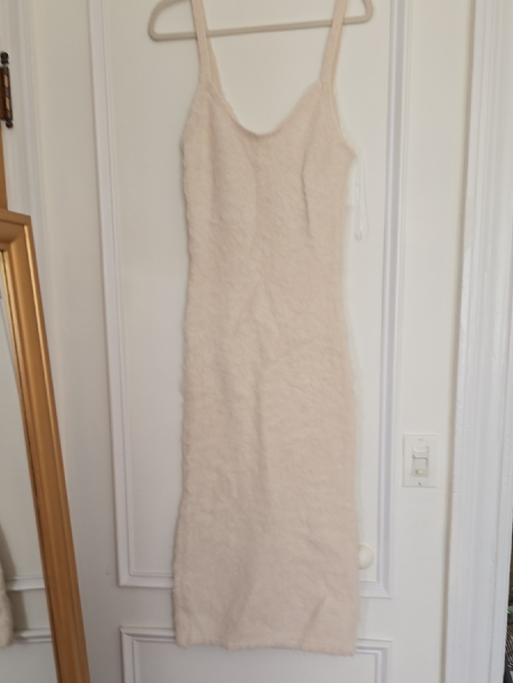 H&M Cream Fuzzy Knit Slip Dress And Sweater